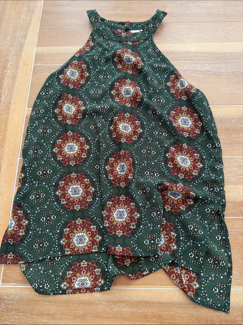 Green Floral Halter Tank Top